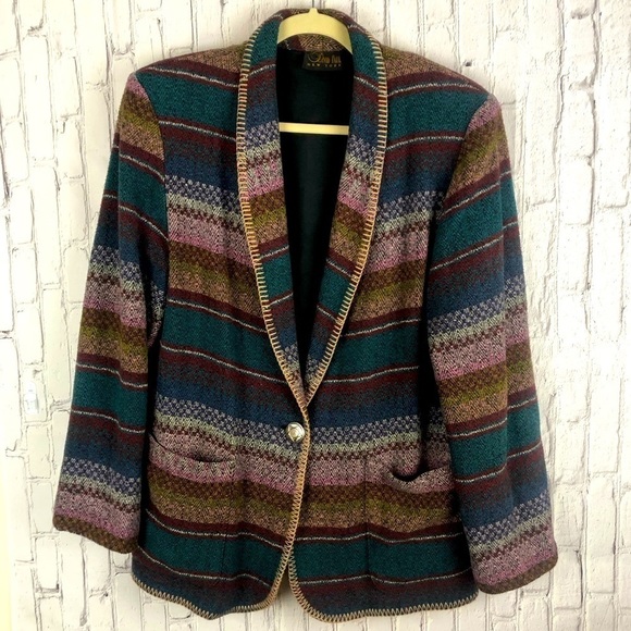 Vintage David Paul New York southwest Aztec print blazer jacket size medium - Picture 1 of 9